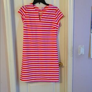 NWT Jude Connally Laney Pink Striped Dress Sz L
